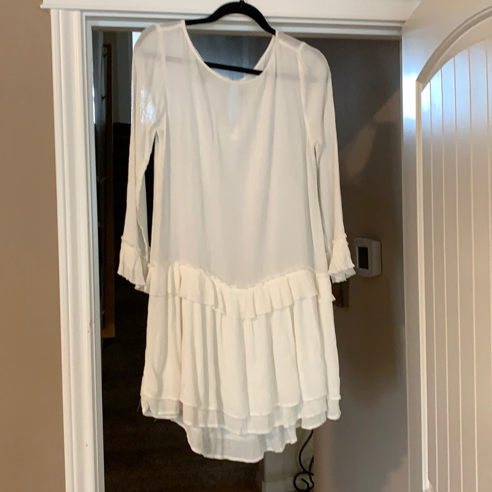 Ruffle dress - cream color, great layer piece, small
